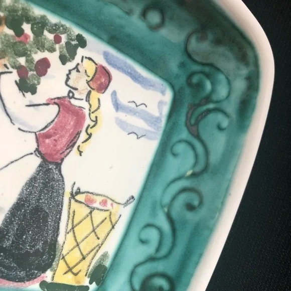 Vintage MCM Handmade Pottery Trinket Dish Plate Made in Norway - Oslo - Picture 7 of 8